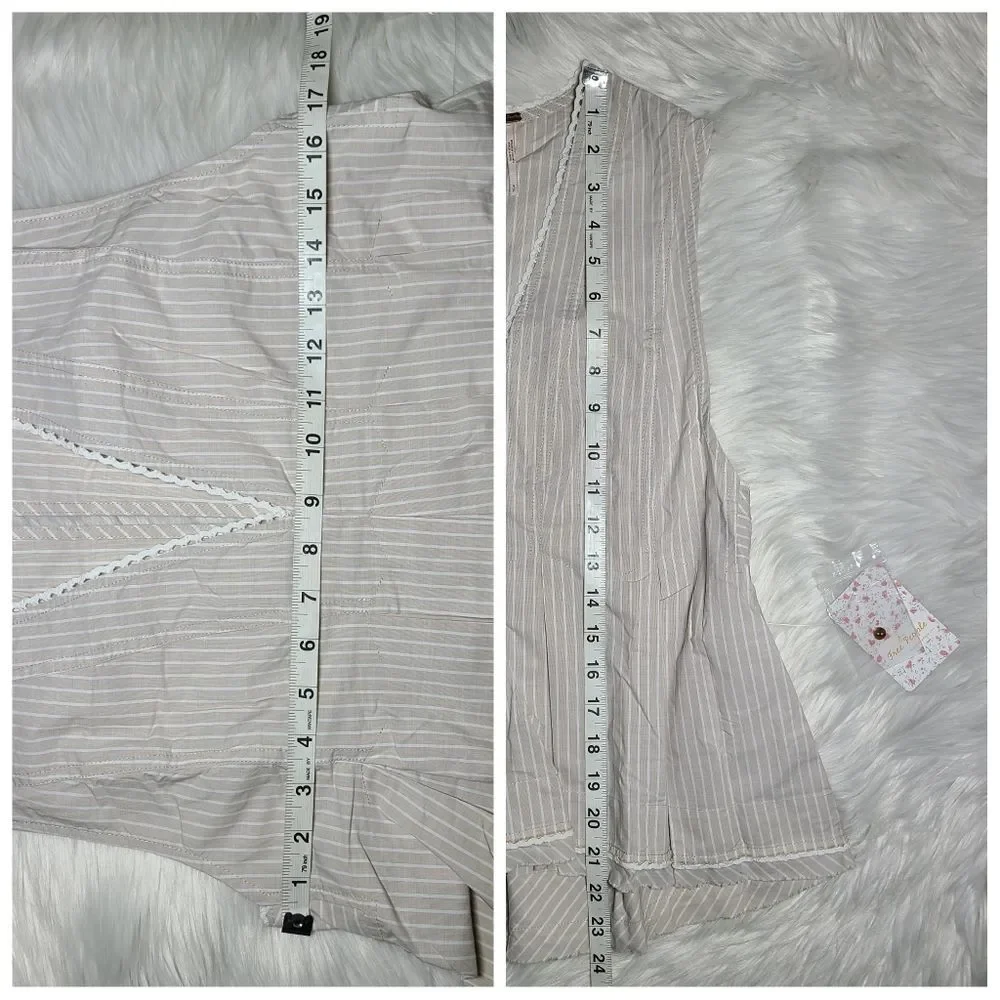 NWT|Free People Good Feels Ivory Striped Sleeveless Top, SMALL - Picture 6 of 7